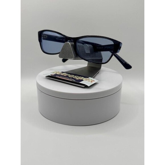 Vintage Y2K Eyeglasses | NOS Mini Cat Eye Style Monochrome Blue Made in Germany - Picture 4 of 10